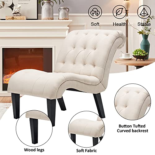 Haobo Home Armless Accent Chair Button Tufted Slipper Chair Side Chair For Dining Room Living Room Bedroom Funiture #TOP2