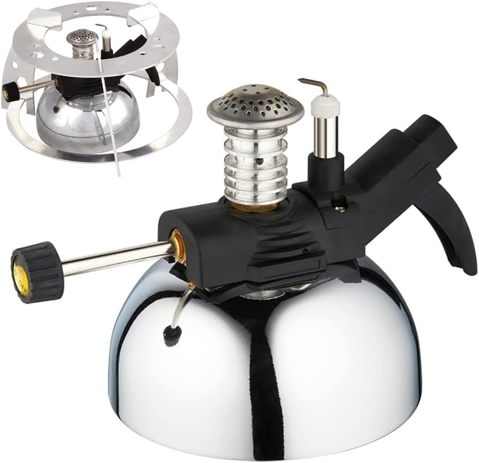 Portable Bunsen Burner, 36.5g Capacity Mini Stove with Aluminum Bracket, 1300℃ Lab Butane Burner, No Butane Gas, Adjustable Flame Intensity, for Heating, Cooking, Soldering