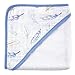 Hudson Baby Woven Towel with Muslin Hood, Blue Feathers, 30" x 36"