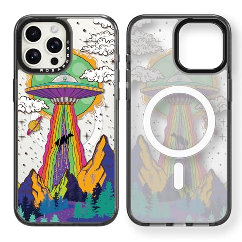 Rosarnnah for iPhone 13 Pro Max Case Aesthetic Black, UFO