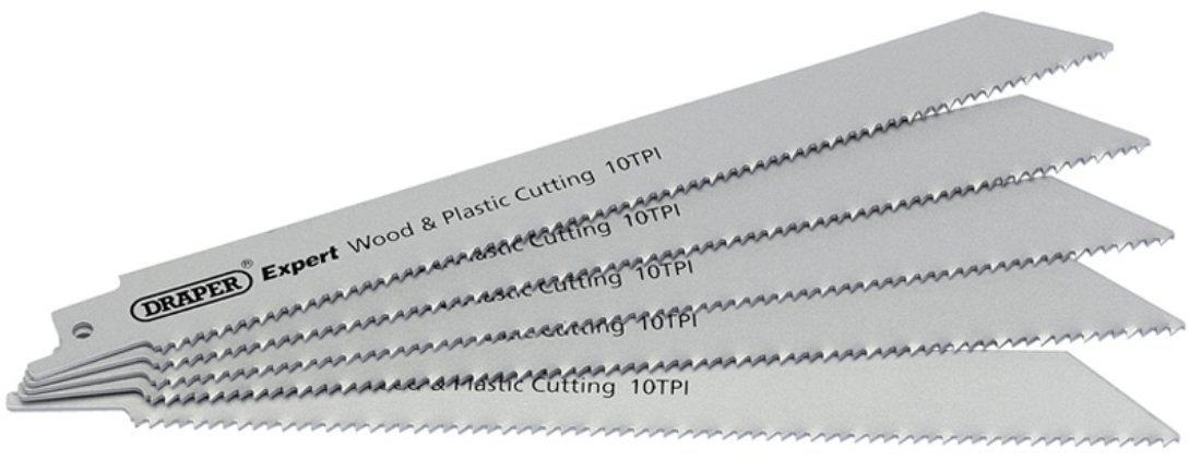 Draper 02302 Expert 150mm 10 Teeth Per inch Bi-Metal Reciprocating Saw Blades for Wood and Plastic Cutting (Pack of 5)