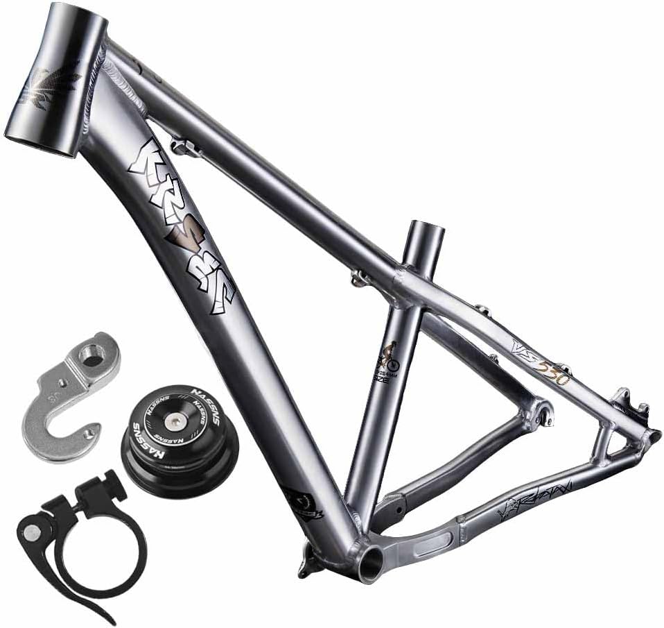 26/27.5er DJ/XC/AM Dirt Jump Mountain Bikes Hardtail Frame 14in Aluminum Alloy Disc Brake Frames BSA BB68-73mm, 10 * 135mm QR, External Cable Routing