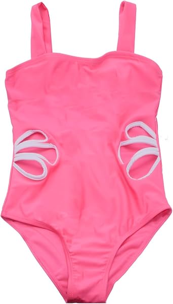 Girls One Piece Swimsuit Cut Out Bathing Suits Beach Swimwear for Kids 7-12 Years