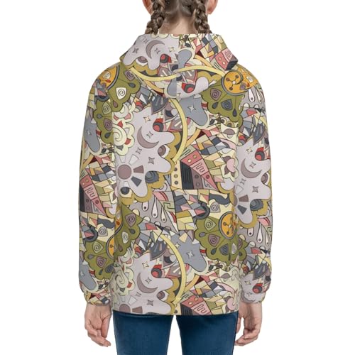 Ethnic Colorful Doodle Kids Pullover Hoodies Boys Sweatshirts Girls Athletic Clothes with Pocket4