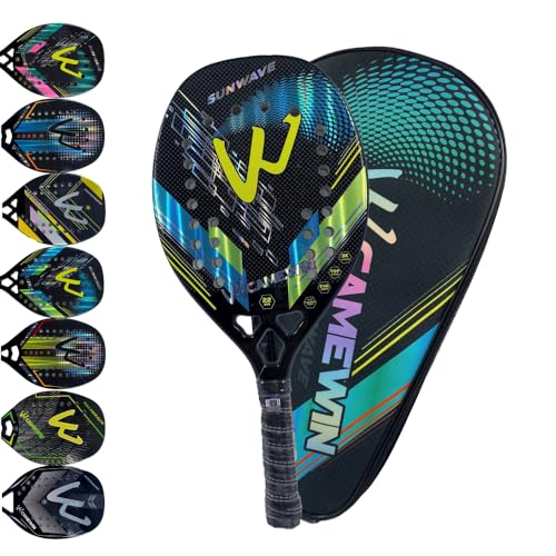 Raquete Beach Tennis Carbono 3K Profissional Com Capa Protetora Leve e Equilibrada (Sunwave Azul)