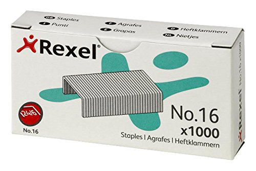 RexelNo.16 24/6 mm Standard Staples, For Stapling up to 20 Sheets, Use with Desktop Staplers and Pliers, Box of 1000, 6121