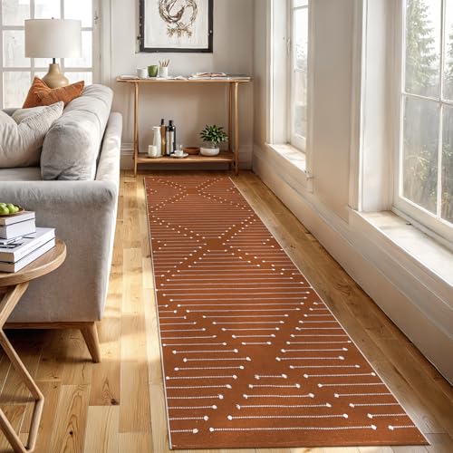 LIVEBOX Burnt Orange Runner Rug- 2x8 Runners for Hallway Kitchen,
