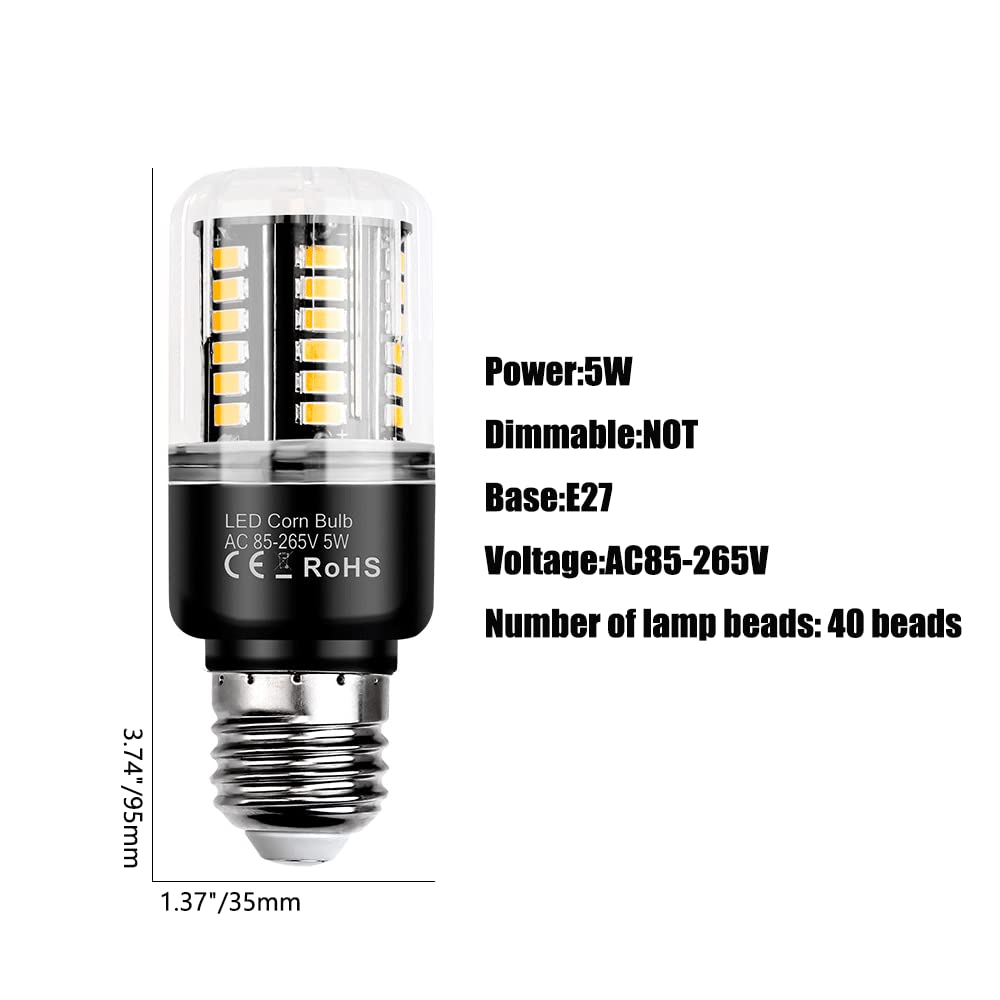 5 W 9 W 15 W 20 W 3000 K Warmweiß 6000 K Tageslichtweiß, 1000–2000 Lumen, E27-Sockel, Nicht dimmbare LED-helle Maisglühbirne, Standardersatz, 10er-Pack