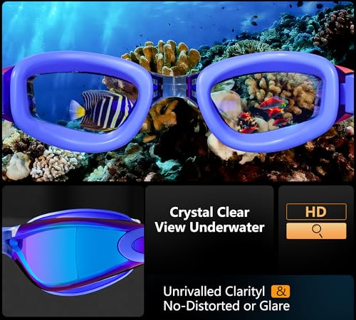 LEEIGGT Swim Goggles+Swim Cap, No Leak Anti-Fog & UV，Swimming Goggles Full Protection Adult Men Women Youth（6 in 1） — view 4