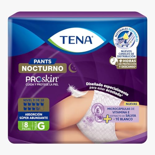 Reviews y listado de Tena flex - solo los mejores. 33 Tena Pants Tena Pants Nocturno; Ropa Interior Desechable Para Incontinencia, Talla G; 8 Piezas, Color, 8 Count, Pack Of/Paquete De