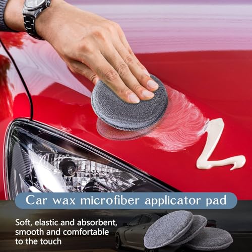Image of Tanlade 50 Pcs Car Detailing Microfiber Applicator Pad Wax Applicator Wash Microfiber Pads, 5 Inch Diameter (Grey)