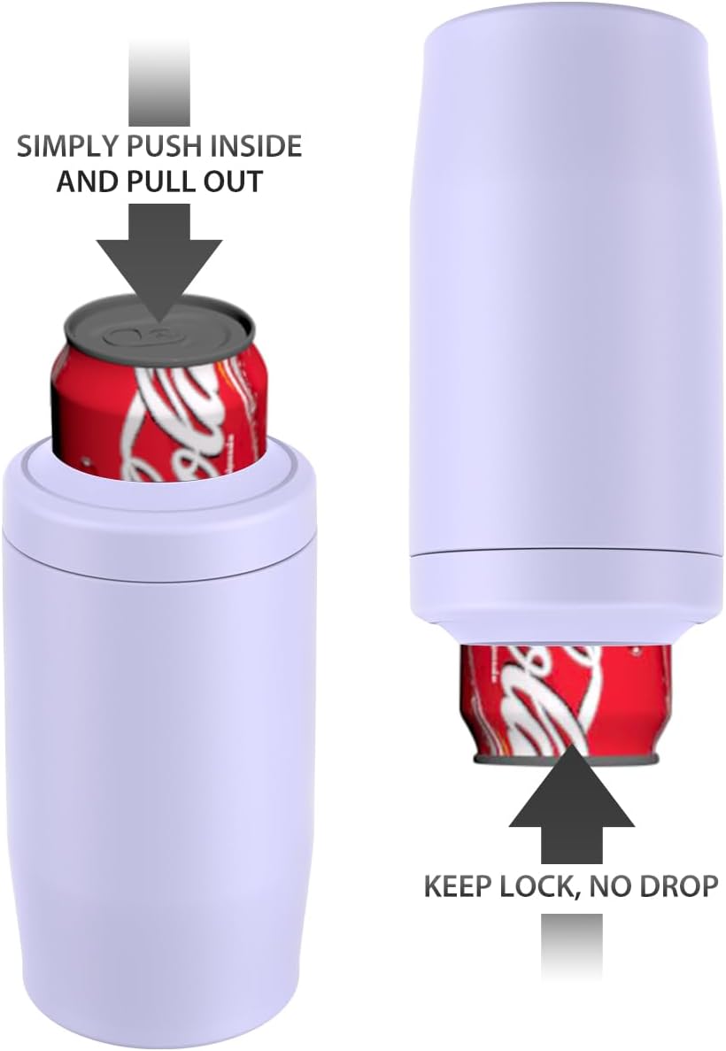 4-in-1 Skinny Can Cooler Double Wall Stainless Steel Insulated Can Holder,Can Coozie, Works With 12 Oz Slim Can,Standard Cans,Beer Bottles & As Pint Cups (Dusty Lavender) - Image 6