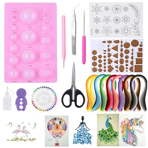 Naturezhen 24 Pack Paper Quilling Kit, DIY Art & Craft Gift for Teens, Adults & Seniors, Includes Tools, 5 Quilling Pattern, Relaxing & Creative Hobby for Stress Relief