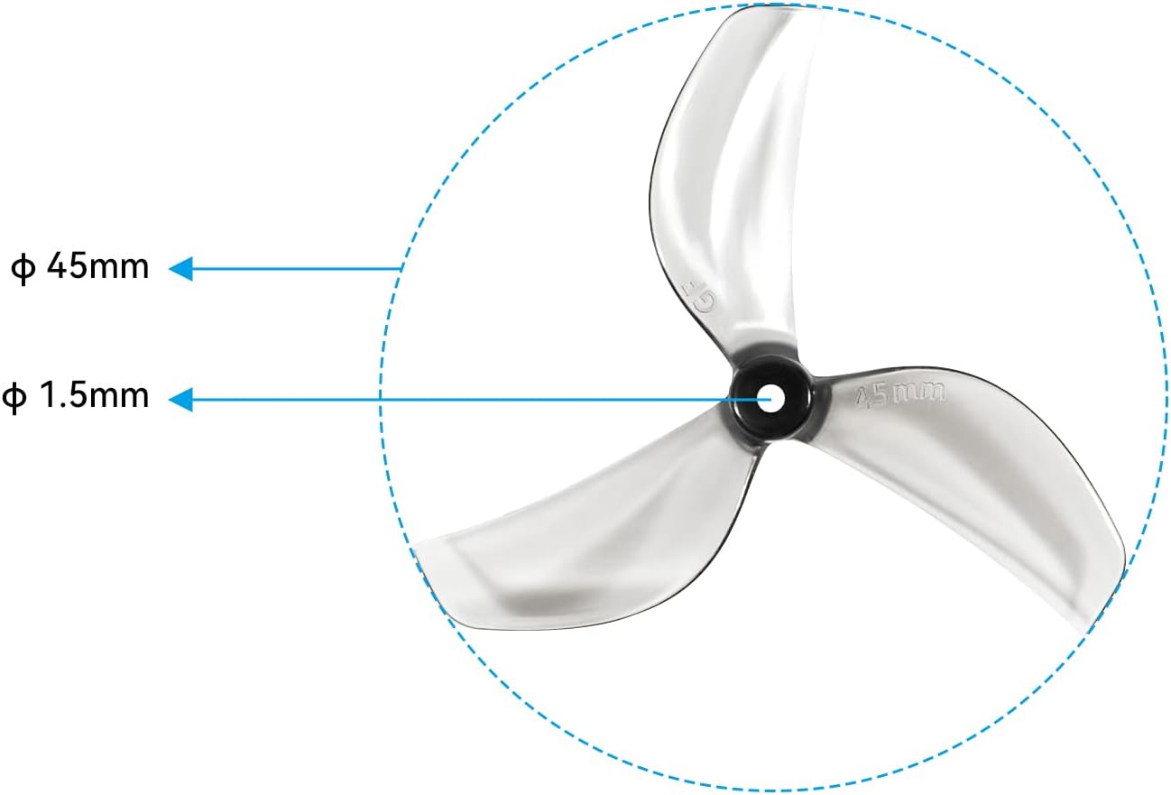 BETAFPV Gemfan 16pcs 45mm 3-Blade Whoop Drone Propeller with 1.5mm Shaft Hole Compatible for FPV Racing Like Meteor75 Pro 1S FPV Whoop Drone Quadcopter