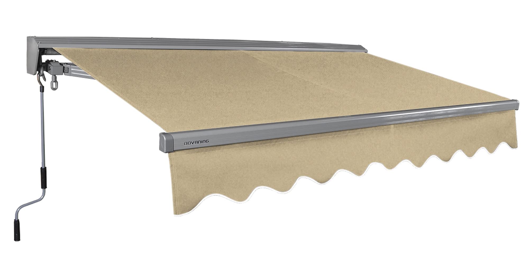 ADVANING Classic Series 10'X8' Manual Retractable Awning, 100% Acrylic UV+ Sun Shade Canopy, Light Taupe (Solid), MA1008-A013H