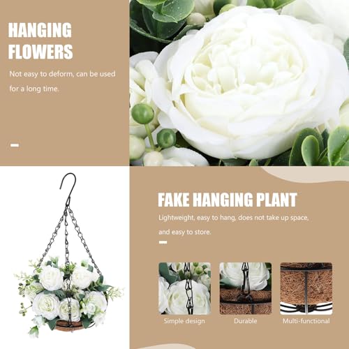 Panier suspendu artificiel fleurs blanches extérieur résistant - 8