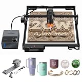 ATOMSTACK 20W A20 PRO V2 Laser Engraver with Auto Air Assist & R8 Rotary Chuck, 0.06mm High Accuracy Laser Cutter for Wood, Metal, Acrylic and Glass, Professional DIY Laser Engraving Machine