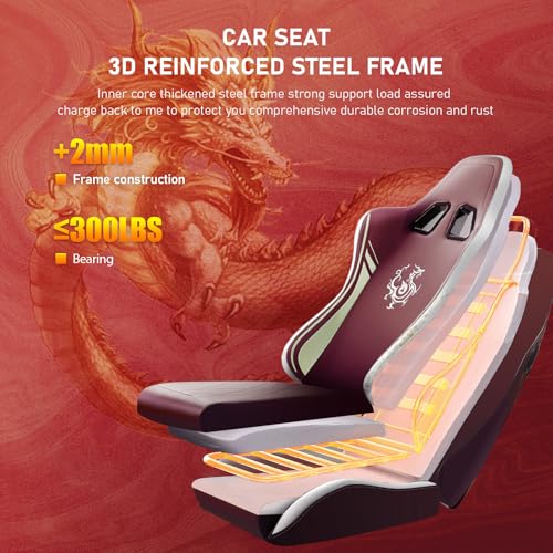 GTPLAYER Gaming Chair with Bluetooth Speakers and Footrest, Dragon Series Video Game Chair, Heavy Duty, Ergonomic, Esports Computer Office Chair, (RED)