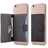 Cell Phone Card Holder Stick on Wallet Phone Pocket for iPhone, Android and All Smartphones (Black and Grey)