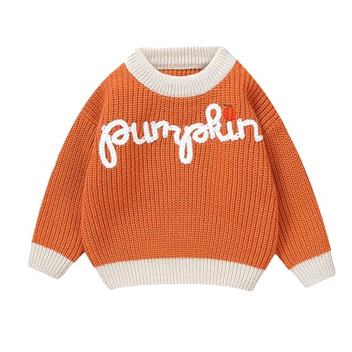 Toddler Boys Girls Halloween Pumpkin Sweater Knitted Crewneck Sweatshirt Fall Festival Pullover Shirt Casual Clothes