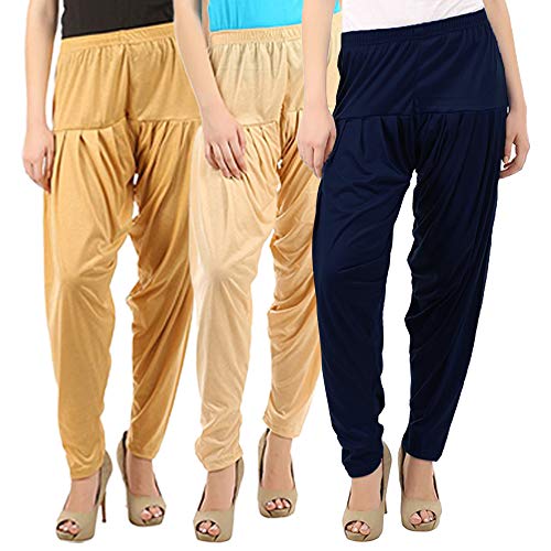 Image of Buy That Trendz Combo Offer (Pack of 3) Cotton Viscose Lycra Dhoti Patiyala Salwar Harem Bottoms Pants for Womens (White, Maroon, Black)