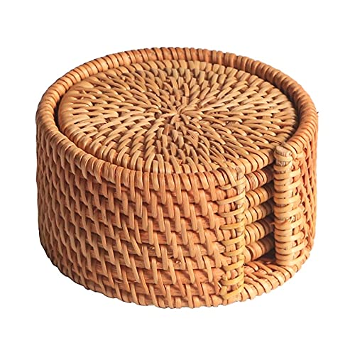 Sous-verres en rotin tressé de 8 cm, l'excellence de l'artisanat marron