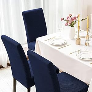 Aertiavty Chair Covers for Dining Room Set of 4 Kitchen Chair Covers Dining Room Chair Covers Chair Slipcover Parsons Chair Covers Navy Blue