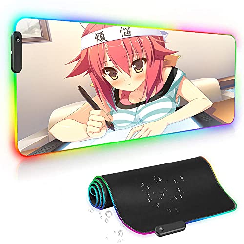 Mouse Pads Anime Naka no Hito nado Inai RGB Gaming Mouse Mat Light Settings and Precision Tracking LED Mouse Pad for PC Gamer 600x300x4mm
