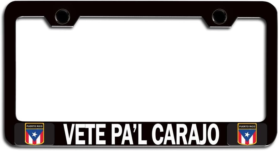 Makoroni - VETE PA'L CARAJO Puerto Rico Rican Bl Steel License Plate Frame, License Tag Holder