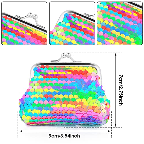 2 Pieces Coin Purse Kids Purse Girls Handbags Double Sided Sequin Mini Wallet Kiss Lock Coin Purse For Party Christmas Birthday Valentine's Day Gifts #TOP1