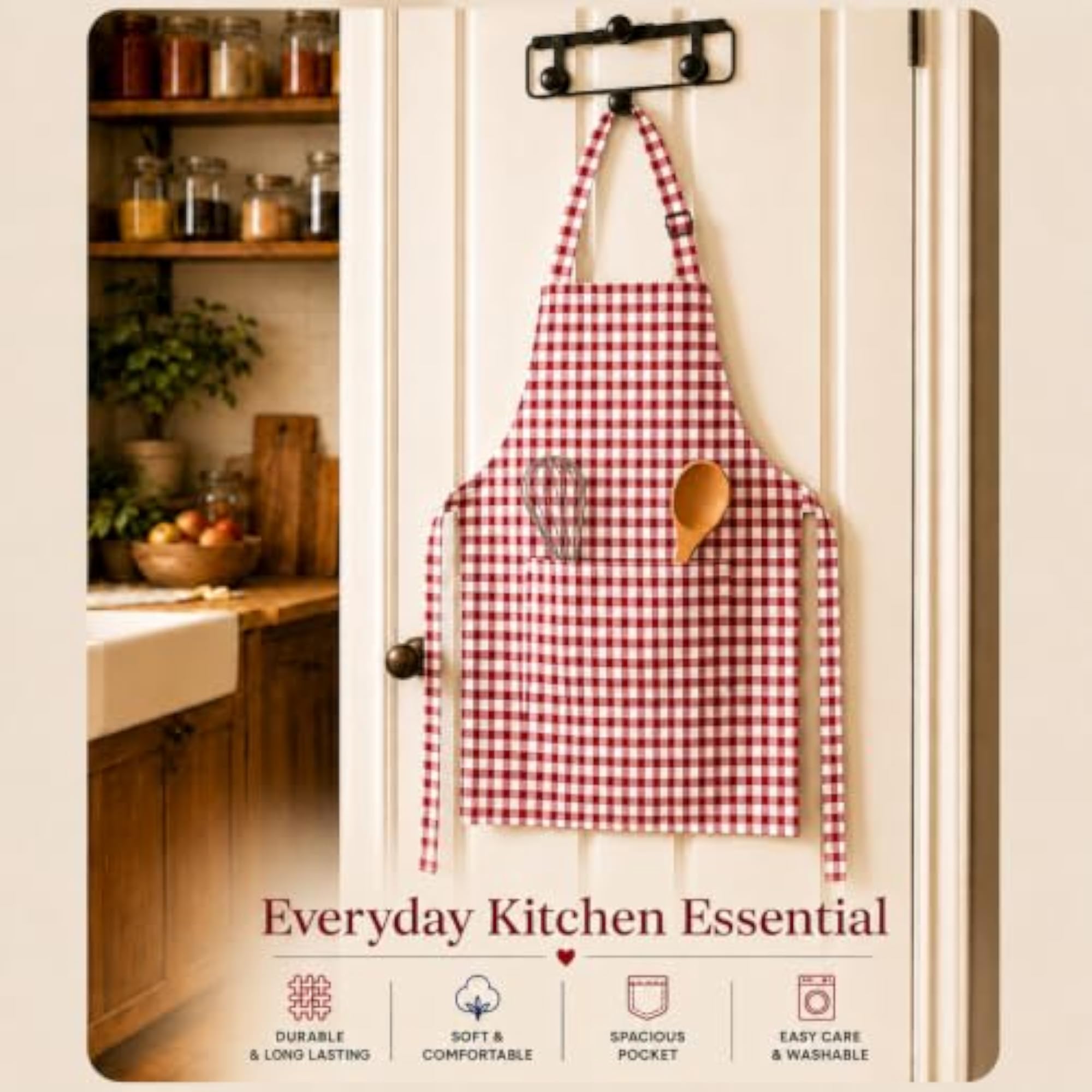 Checkered Design Cotton Kitchen Apron for Men & Women