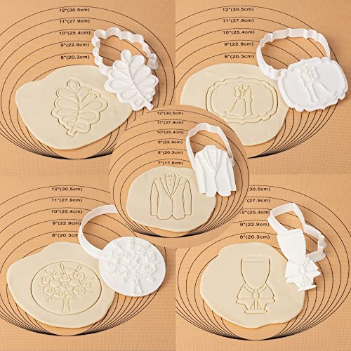 Flycalf Love Cookie Cutters Set With 3D Stamper Pla Kitchen Cake Decorating Wedding 11 Pc Dress Love Ring Shapes For Kids 3" Baking Embossing Stamps Mold Supplies Biscuit Tools #TOP2