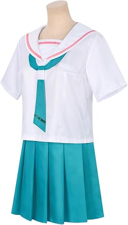 Cosmic Princess Kaguya Cosplay Kaguya Costume Adults Blue White Sailor Suit Pleated Skirt Uniform Halloween Outfits