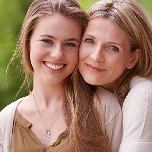 Mothers Day Gifts for Mom, Heart Necklace Gifts for Her Sterling Silver Birthstone Pendant Necklace Birthstone Birthday Gifts Mothers Day Gifts for Girls Wife Girlfriend Daughter Jewelry Gifts3
