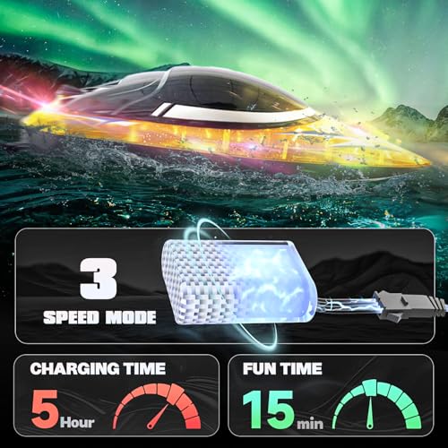 image for BEZGAR RC Boat, 16 inch Big Remote Control Boat for Kids and Adults, 3