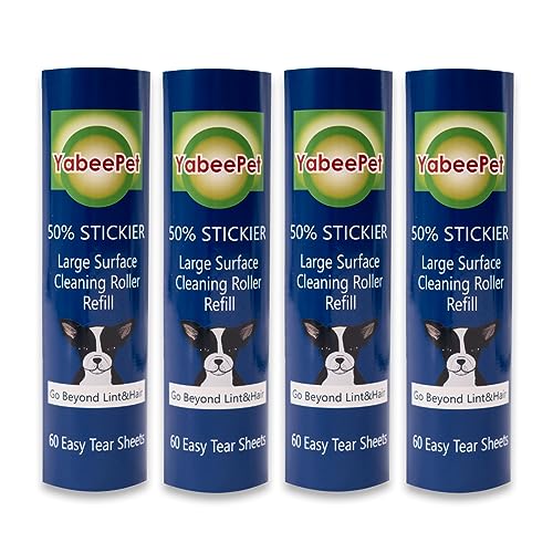 YabeePet Ricariche per rullo pelucchi con superficie grande, larghezza 20,3 cm, 240 fogli totali, estremamente adesivo, durevole, compatibile con Scotch-Brite 50% più appiccicoso