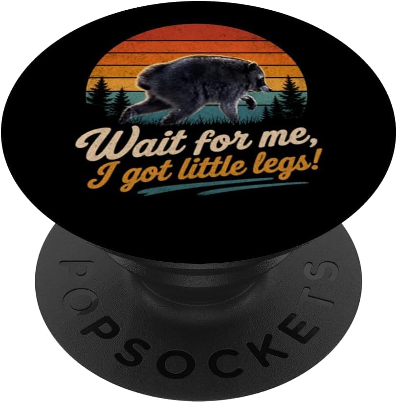 Jimothy Raccoon Funny I got Little Legs Retro Sunset PopSockets Adhesive PopGrip