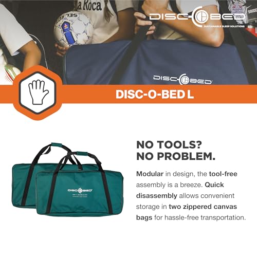 Image of Disc-O-Bed Portable Cam-O-Bunk Bed Large 2 Adult Sleeping Cot for Camping, Green
