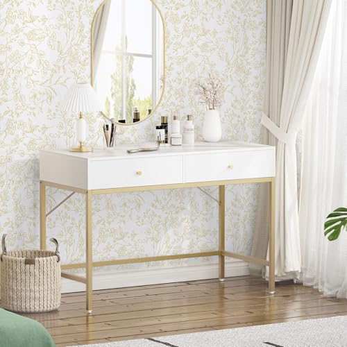 Timeet Selbstklebende Tapete Weiß und Gold Blumen Klebefolie Botanischer Möbelfolie Selbstklebend Textur Möbelaufkleber Wasserfest Vinyl… – Ansicht 5
