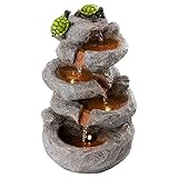 Esterno Turtle Tabletop Fountain, Turtles in Waterfall Decorative Statue Relaxing Water Feature