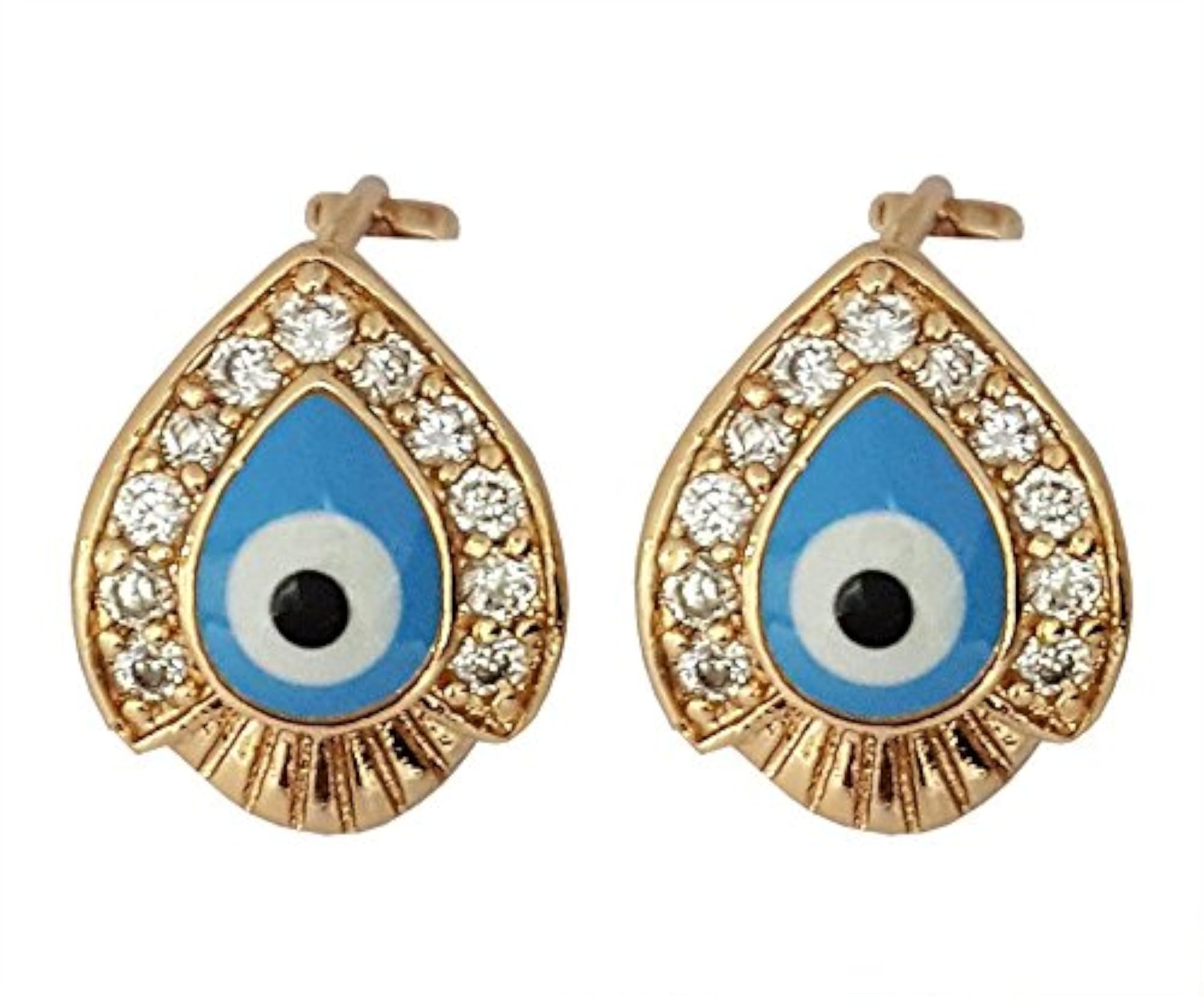 Women's Turkish Evil Eye Gold Plated Zircon Earrings