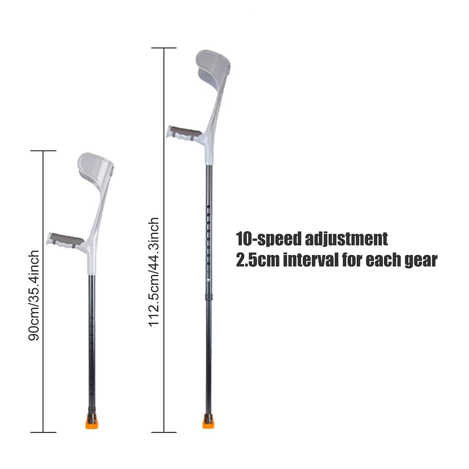 Muletas de Aluminio para antebrazo, muletas Plegables Plateadas/Negras para Adultos con Puntas Antideslizantes, muletas para Caminar, ayudas ergonómicas Ajustables para Caminar