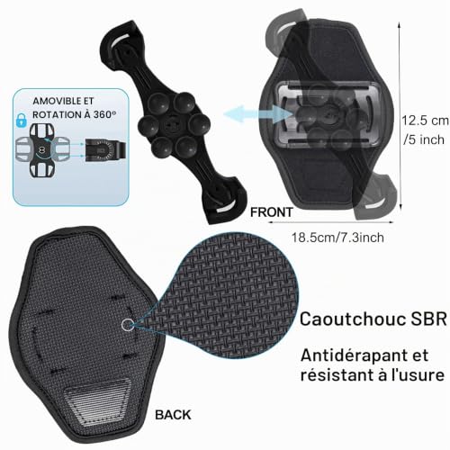 HEZEN Support universel pour téléphone portable pour sangle de sac à dos, rotatif à 360° et amovible, support de téléphone portable pour tous les iPhones, parfait pour la randonnée, l'escalade, etc. – vue 4