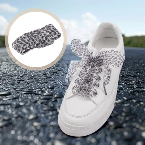 FREEBLOSS 5 Pairs Fashion Leopard Shoe Laces Soft Ribbon Shoelaces Leopard Print Shoelaces Ribbon Shoes Shoestring Cheetah Shoe Laces for Women Sneakers Boots 2.5cm Width3