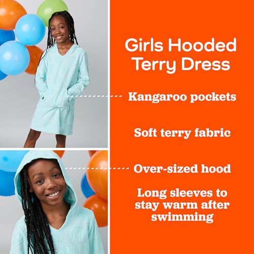 Image of Saint Eve Kids Girls Hooded Terry Cover Up Dress Long Sleeve Swim Cover Up with Pocket Beach Cover Up for Girls