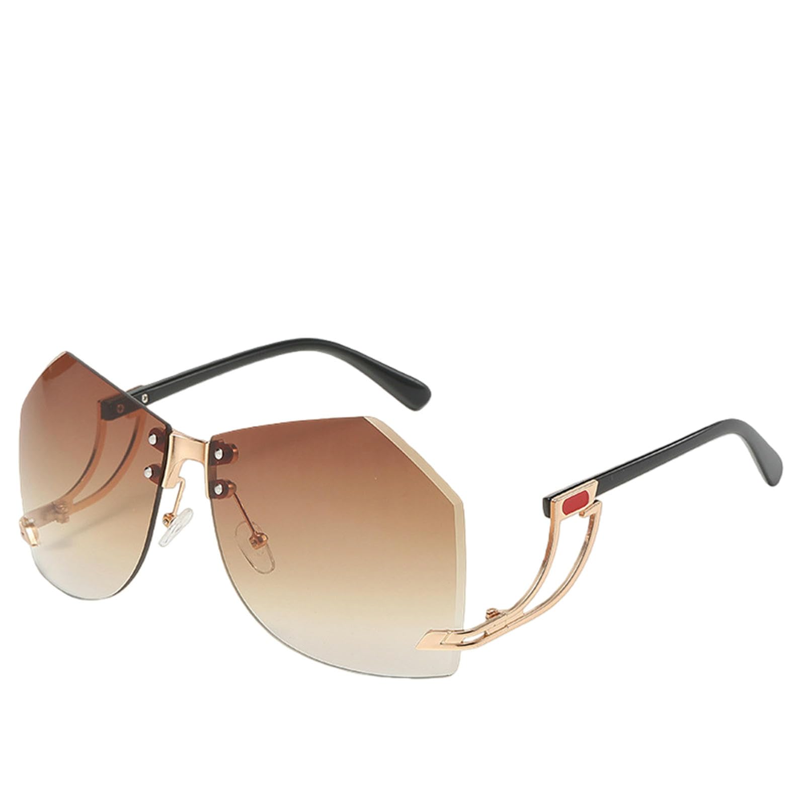 Gyios sunglasses Women Alloy Frame Oversize Gradient Fashion-gold-framed Tea-colored Lenses