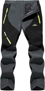 MAGCOMSEN Men's Winter Fleece Lined Windproof Softshell Hiking Mountain Ski Pants with 5 Zip Pockets