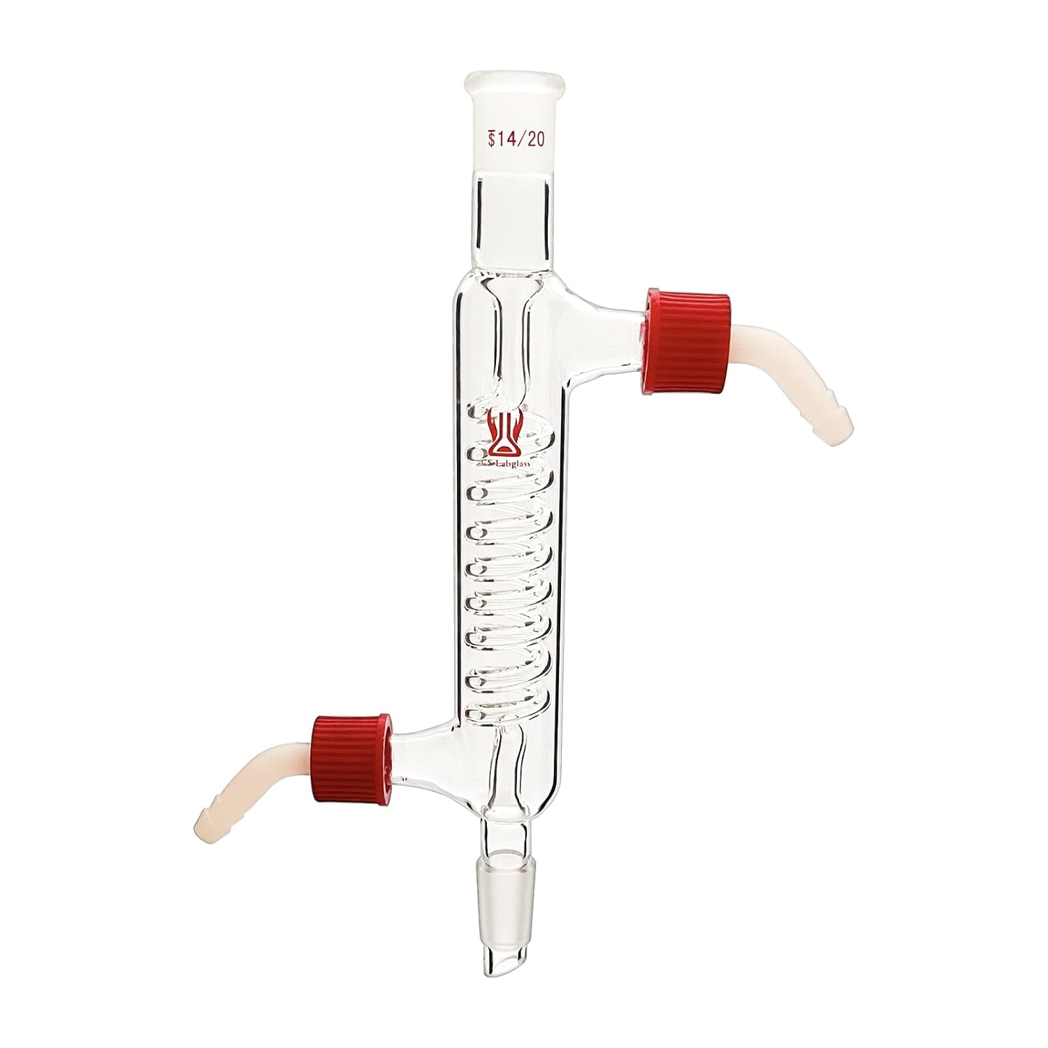 Glass Graham Condenser with 24/40 Joint, 300mm in Jacket Length and Removable Hose Connections, Borosilicate Glass Graham Condenser, Lab Glassware