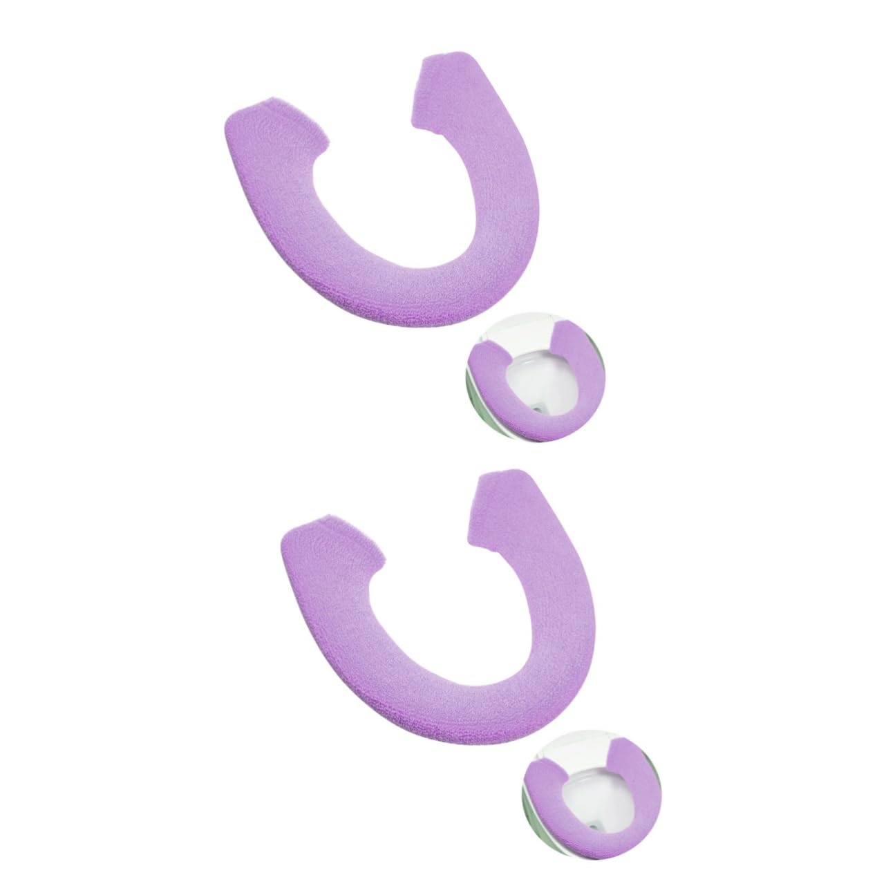 Ciieeo 2pcs Warm Soft Round Toilet Seat Cover Padded Warmer Lid Mat Elongated Seats