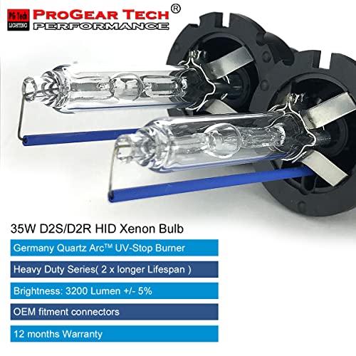 Progear Tech Heavy Duty D2S D2R 10000K Hid Xenon Headlight Replacement Bulbs Oem Standard 35W (Pack Of 2) #TOP4